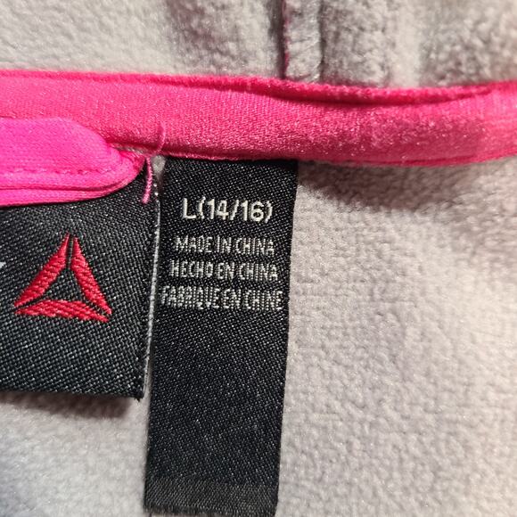Reebok Bright Pink Hooded Fleece Lined Zip up Coat Jacket Girls L 14/16 2604 - Picture 4 of 14